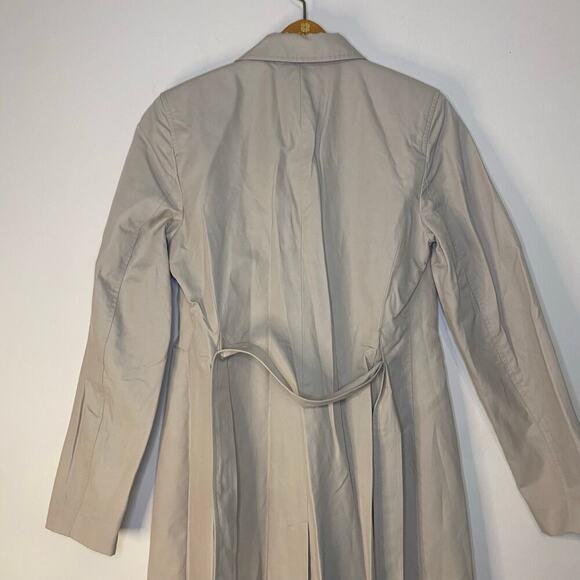 Loft Tan Long Button Up Lightweight Trench Coat Classic Work Size 4 - Picture 11 of 14